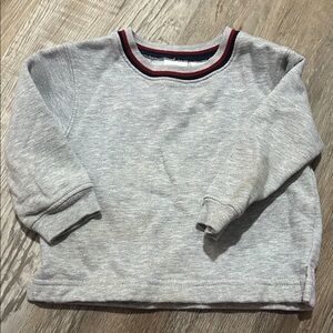 Kids Grey Crewneck Sweatshirt with Red & Navy Trim - Unbranded